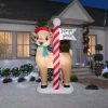 Gemmy Airblown Inflatable Rudolph The Red Nosed Reindeer With North Pole Sign, 7.5 Ft Tall Christmas
