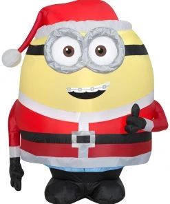 Gemmy Christmas Airblown Inflatable Inflatable Minion Otto In Santa Suit, 3 Ft Tall, Yellow