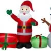 Gemmy 9' Wide Airblown Santa Snowman And Penguin Collection Christmas Inflatable