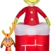 Gemmy Animated Christmas Airblown Inflatable Grinch In Chimney, 6 Ft Tall, Red