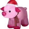 Gemmy Christmas Airblown Inflatable Inflatable Christmas Pig, 2.5 Ft Tall, Pink