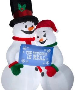 Christmas Gemmy 10' Airblown Mixed Media-Snow Couple Giant