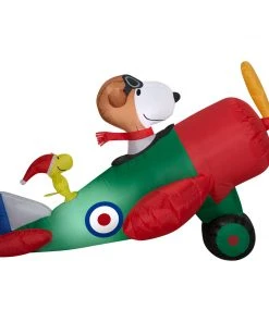 Seasons Inflatables Gemmy Christmas Airblown Inflatable 4.5' Snoopy In Airplane Scene