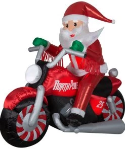 Gemmy Christmas Airblown Inflatable Inflatable Luxe Santa On Christmas Motorcycle, 5.5 Ft Tall, Red