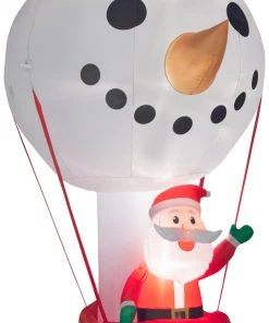 Gemmy Giant Christmas Airblown Inflatable Inflatable Snowman Hot Air Balloon With Santa, 12 Ft Tall
