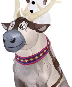 Gemmy 7.5' Airblown Olaf Sitting On Sven Scene Disney Christmas Inflatable