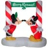 Gemmy Coming Soon 5.5' Airblown-Mickey & Minnie Kissing Under Mistletoe Banner Scene Disney Christmas Inflatable