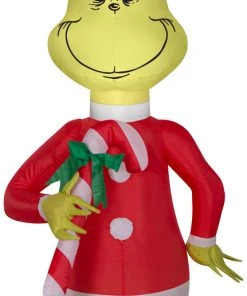 Gemmy Christmas 4' Airblown Inflatable Grinch W/Red And White Candy Cane