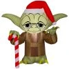 Gemmy 3' Airblown Yoda W/Santa Hat Star Wars Christmas Inflatable