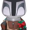 Gemmy Christmas Airblown Inflatable Inflatable Mandalorian With Gift Box, 3.5 Ft Tall, Grey Coming Soon