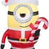 Gemmy Christmas Airblown Inflatable Inflatable Minion Stuart Licking Candy Cane, 3.5 Ft Tall, Yellow