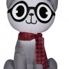 Gemmy Christmas Airblown Inflatable Nerdy Cat, 3.5 Ft Tall, Grey Coming Soon