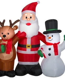 Seasons Inflatables Gemmy 4.5' Airblown Inflatable Santa And Friends Scene Christmas