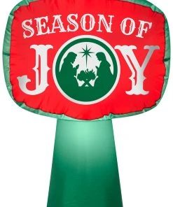 Gemmy Christmas Airblown Inflatable Outdoor Season Of Joy Sign, 3.5 Ft Tall, Red