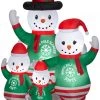 Gemmy Christmas Airblown Inflatable Pajama Snowman Family Scene, 7 Ft Tall, Multicolored