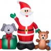 Coming Soon Gemmy Christmas Airblown Inflatable Inflatable Santa And Friends, 5 Ft Tall, Red