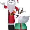 Gemmy Airblown Inflatable Inflatable Jack Skellington As Santa And Zero Wearing Antlers, 5 Ft Tall