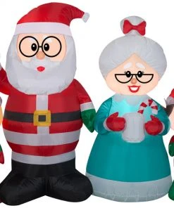 Gemmy Christmas Airblown Inflatable Claus Family Collection Scene, 4.5 Ft Tall, Multicolored