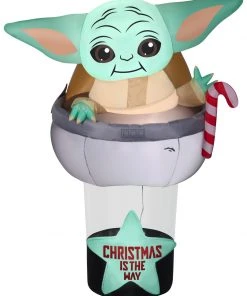 Gemmy Christmas Airblown Inflatable The Child In Pod Scene Star Wars, 6 Ft Tall, Grey