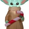 Gemmy Christmas Airblown Inflatable The Child W/Candy Cane Star Wars, 3.5 Ft Tall, Brown
