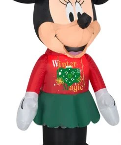 Gemmy Christmas Airblown Inflatable Minnie In Christmas Decor Hoodie Disney, 3.5 Ft Tall