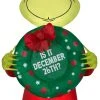 Gemmy Christmas Airblown Inflatable Inflatable Grinch With Wreath, 5.5 Ft Tall, Green