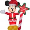 Gemmy Christmas Airblown Inflatable Inflatable Mickey Mouse With "Happy Holidays" Sign, 7 Ft Tall