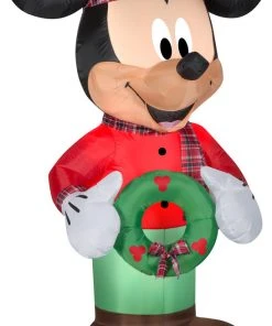 Gemmy Christmas Airblown Inflatable Inflatable Mickey Mouse With Plaid Accents, 6 Ft Tall, Green