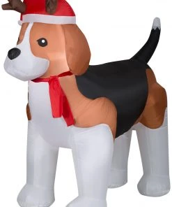 Gemmy Christmas Airblown Inflatable Inflatable Christmas Beagle, 5.5 Ft Tall, White