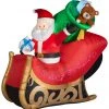 Christmas Gemmy Lightshow Airblown Inflatable Mixed Media Sewn In Micro LED Santa's Sleigh, 6.5 Ft Tall