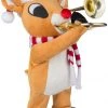 Gemmy Standing Trombone Rudolph W/Santa Hat And Scarf Rudolph, Brown Christmas