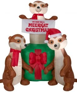 Gemmy 5' Airblown Meercats And Christmas Gift Scene Christmas Inflatable Coming Soon