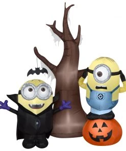 Seasons Inflatables Coming Soon Gemmy 5.5' Airblown Minions W/Tree And Pumpkin Scene Universal