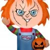 Gemmy Airblown Inflatable Chucky CarBuddy, 3 Ft Tall, Orange