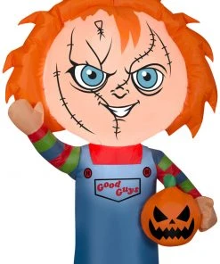 Gemmy Airblown Inflatable Chucky CarBuddy, 3 Ft Tall, Orange
