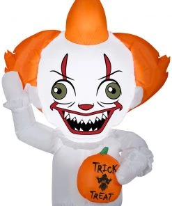 Halloween Gemmy Airblown Inflatable Pennywise CarBuddy, 3 Ft Tall, White