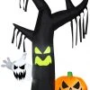 Gemmy Airblown Tree W/Ghost & JOL Scene OPP, 7 Ft Tall