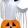 Seasons Inflatables Gemmy Aiblown Ghost In Pumpkin, White/Orange/Black