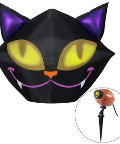 Gemmy Projection Airblown Setiling Cat W/1 EyeScreams Projection Included (Yellow) , 4 Ft Tall