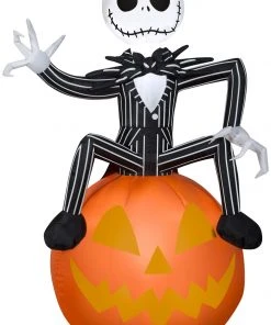 Seasons Inflatables Gemmy 3.5ft Airblown Inflatable Nightmare Before Christmas Jack Skellington On Pumpkin Halloween