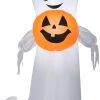 Gemmy Coming Soon 5' Airblown Playful Ghost Holding Pumpkin Halloween Inflatable