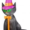 Halloween Gemmy 6.5 Ft Tall Airblown Black Cat W/Hat OPP