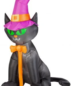 Halloween Gemmy 6.5 Ft Tall Airblown Black Cat W/Hat OPP