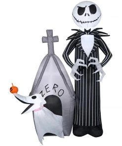 Gemmy 5' Airblown Jack And Zero W/House Disney Halloween Inflatable Scene