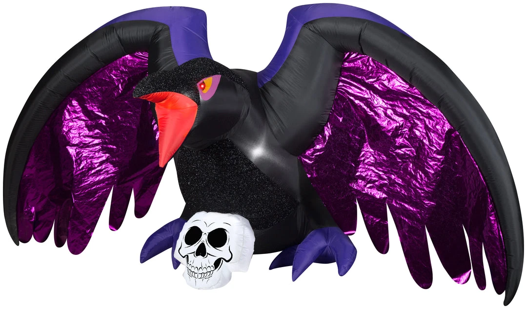 Gemmy 10' Airblown Inflatable Mixed Media Crow With Skull Scene Halloween 3 Gemmy 10' Airblown Inflatable Mixed Media Crow With Skull Scene Halloween