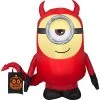 Halloween Gemmy Airblown Inflatable Minion Stuart In Devil Costume, 3.5 Ft Tall, Red