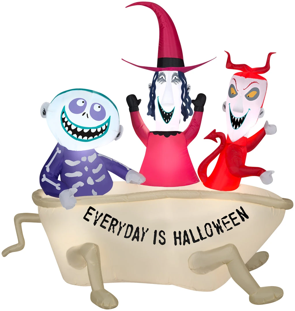 Gemmy Airblown Lock Shock And Barrel In Tub Scene Disney, 5 Ft Tall Halloween 3 Gemmy Airblown Lock Shock And Barrel In Tub Scene Disney, 5 Ft Tall Halloween