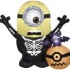 Seasons Inflatables Halloween Gemmy 3.5' Airblown Inflatable Minion Skeleton W/Pumpkin Scene Universal