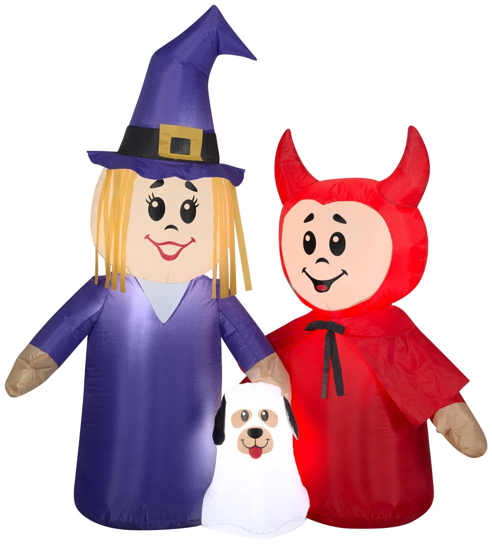 Gemmy Christmas Airblown Inflatable Treater Trio Scene, 5 Ft Tall, Multicolored Halloween 3 Gemmy Christmas Airblown Inflatable Treater Trio Scene, 5 Ft Tall, Multicolored Halloween