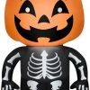Gemmy Airblown Pumpkin Boy Skeleton , 6 Ft Tall, Multicolored